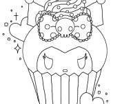 Coloriage Kuromi dans un cupcake