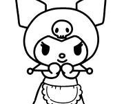 Coloriage Kuromi en robe pour fille