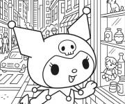 Coloriage Kuromi en ville