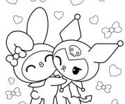 Coloriage Kuromi et My melody &agrave; motifs
