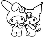 Coloriage Kuromi et my Melody en contour