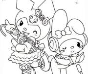 Coloriage Kuromi et My melody en dansant