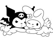 Coloriage et dessins gratuit Kuromi et son ami se repose à imprimer