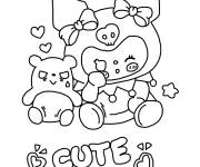 Coloriage Kuromi et son ourson en peluche