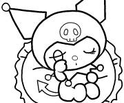 Coloriage et dessins gratuit Kuromi pret &agrave; dormir à imprimer