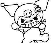 Coloriage Kuromi saute de col&egrave;re