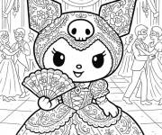Coloriage Princesse Kuromi au bal masqu&eacute;