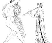 Coloriage Bacchanale et bacchante antique