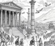Coloriage Beau sc&egrave;ne de Rome antique