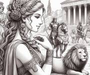 Coloriage Belle femme et soldat romains