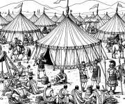 Coloriage Camp de tentes des soldats Romains