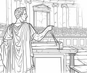 Coloriage Cic&eacute;ron au s&eacute;nat de Rome