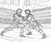 Coloriage Combat des gladiateurs