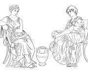 Coloriage Deux femmes de Rome antique