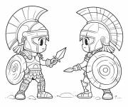 Coloriage Deux gladiateurs romains pour enfants