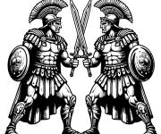 Coloriage Deux guerriers romains au combat