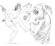 Coloriage Faune et bacchante