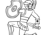 Coloriage Guerrier romain &agrave; genou