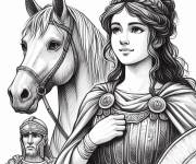 Coloriage Guerri&egrave;re et soldat romains