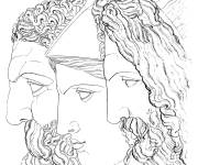Coloriage Jupiter, Minerve et Hercule dieux de Rome