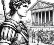 Coloriage Le jeune empereur dans la vie de Rome