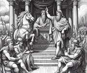 Coloriage Les dieux de Rome antique dans la ville
