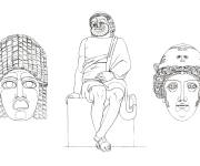 Coloriage Masques de com&eacute;dien de Carthage