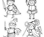 Coloriage Petits chevaliers en armure de la Rome