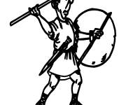 Coloriage Soldat romain avec une lance