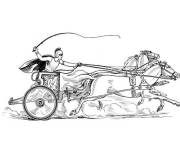 Coloriage Un romain en course en carriole