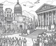 Coloriage Vue de la ville de Rome antique