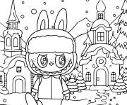Coloriage Beaucoup pendant une journ&eacute;e enneig&eacute;e