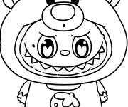 Coloriage B&eacute;b&eacute; Labubu en costumes d'ours