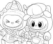 Coloriage Deux b&eacute;b&eacute;s labubu en costume adorables