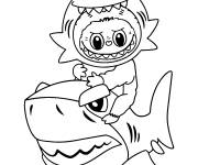 Coloriage Figurine Labubu sur le requin
