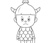 Coloriage Gar&ccedil;on en tenu de monstre avec cornes de Labubu