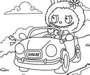 Coloriage Labubu &agrave; voiture