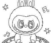 Coloriage Labubu aimable assis