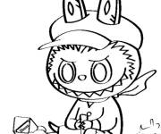 Coloriage Labubu assis sur une fraise