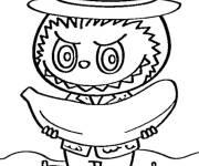 Coloriage Labubu avec des bananes