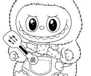 Coloriage Labubu avec des ustensiles de cuisine