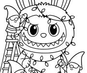 Coloriage Labubu avec les gnomes de No&euml;l
