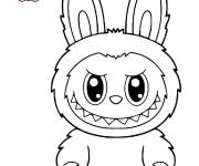 Coloriage Labubu avec mod&egrave;le en couleurs mauve