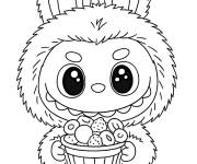 Coloriage Labubu avec un bol de bonbons