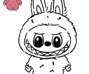 Coloriage Labubu avec un petit mod&egrave;le color&eacute;