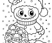 Coloriage Labubu avec une couronne de No&euml;l