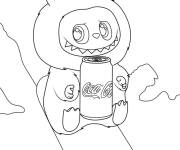 Coloriage Labubu canette de Coca Cola pour enfants