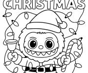 Coloriage Labubu comme p&egrave;re No&euml;l