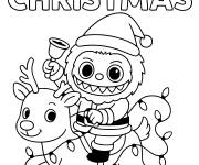 Coloriage Labubu comme p&egrave;re No&euml;l sur la renne