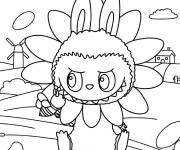 Coloriage Labubu comme une fleur